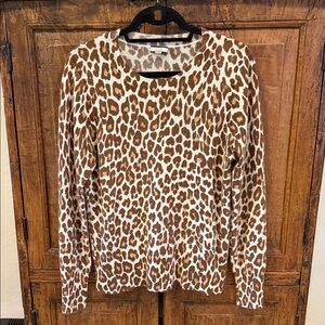 J. Crew Leopard Print Cashmere Sweater